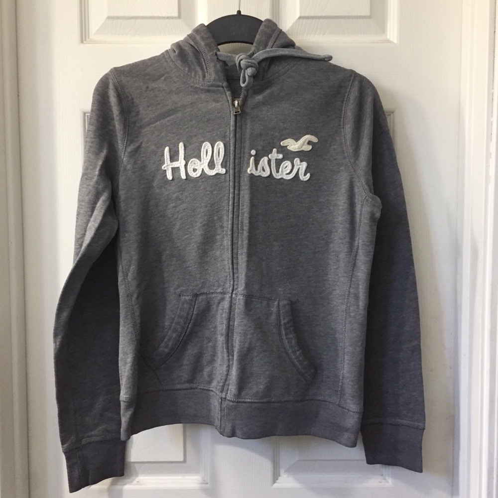 Gray Hollister Hoodie zip Up Front Hood Sweatshirt